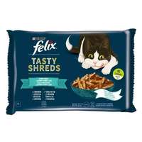 FELIX Állateledel alutasakos FELIX Tasty Shreds macskáknak 4-pack halas lazac-tonhal válogatás szószban 4x80 g