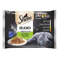 SHEBA Állateledel alutasakos SHEBA Delicacy macskáknak 4-pack vegyes lazac-hal-csirke-pulyka válogatás 4x85 g