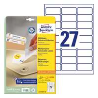 AVERY Etikett AVERY L4737REV-25 63,5x29,6mm univerzális visszaszedhető 810 címke/doboz 30 ív/doboz