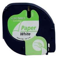 DYMO Feliratozó szalag DYMO LetraTag 12mm x 4m papír fehér alapon fekete írásszín