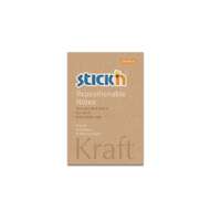 STICK N Öntapadós jegyzettömb STICK`N Kraft notes 76x51mm újrahasznosított natúr barna 100 lap