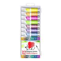 ICO Tempera ICO Süni metál és neon színek 12 darabos 12 ml