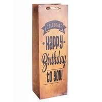 QX Dísztasak matt boros 12x36 cm barna Happy Birthday to you