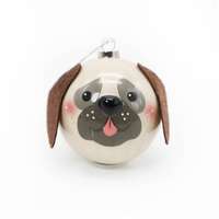 QX Karácsonyi gömb 6,5 cmm mopsz fej