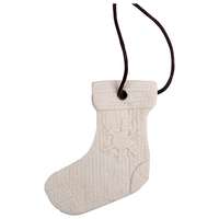 QX Karácsonyi kerámia akasztós 6 x 7 cm kötött csizma fehér