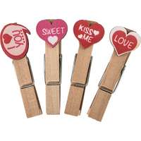 Junior Kreatív Junior fa csipesz fa szívvel, 4 db/csomag