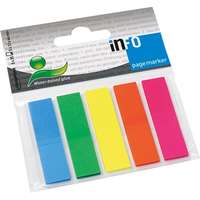 Info Notes Oldaljelölő műanyag Info Notes 12x44 mm 5x25 lapos neon vegyes színek