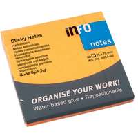 Info Notes Öntapadós jegyzettömb Info Notes 75x75 mm 80 lapos élénk narancssárga