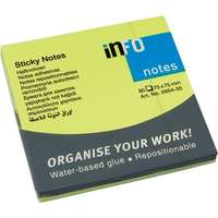 Info Notes Öntapadós jegyzettömb Info Notes 75x75 mm 80 lapos élénk zöld
