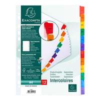 Exacompta Regiszter karton Exacompta A/4 Jan-Dec 12 részes fehér, színes laminált fülekkel