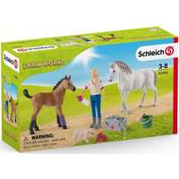 Schleich Schleich 42486 Állatorvosi látogatás a Quarter horse kancánál és csikójánál