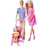 Simba Toys Steffi Love - Terhes Steffi és Kevin babák babakocsival, Happy Family