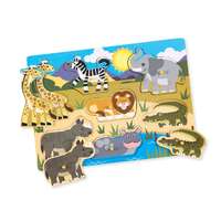 Melissa & Doug Melissa & Doug Fa készségfejlesztő játék, puzzle fogantyúval, szafari