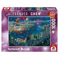 Schmidt Spiele Schmidt Puzzle 1000 db - Alexander Chen: Tűzijáték Hong Kong felett