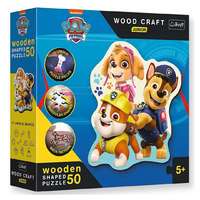 Trefl Wood Craft Junior: Mancs Őrjárat Vicces kiskutyák fa puzzle 50 db-os – Trefl