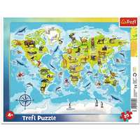 Trefl Világtérkép állatokkal 25 db-os keretes puzzle – Trefl