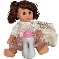 MK Toys Jenny: Pisilős baba virágos szoknyában cumisüveggel és pelenkával 36 cm kétféle változatban