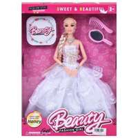 Magic Toys Beauty baba báli ruhában tükörrel és fésűvel 28 cm-es