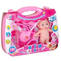 Magic Toys Pink orvosi szett babával és kiegészítőkkel bőröndben