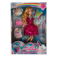 Magic Toys Dream Girl divatbaba pink koktélruhában kiegészítőkkel 29 cm