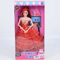 Magic Toys Comely Girl 28 cm-es divatbaba piros estélyi ruhában kiegészítőkkel
