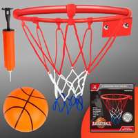 Magic Toys Fém kosárlabda gyűrű szett színes hálóval, labdával és pumpával 24 cm-es