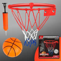Magic Toys Fém kosárlabda gyűrű szett színes hálóval, labdával és pumpával 22 cm-es
