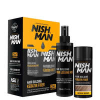 Nishman Nishman Hair Building Keratin Fiber + Locking Mist Set/Medium Brown 20g+100ml