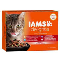 IAMS Iams Cat Delights LAND IN GRAVY multipack, többféle íz, ízletes szószban 12x85g