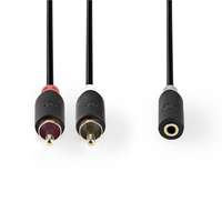 Nedis Nedis 2db RCA dugó - 3.5 mm-es aljzat sztereó audio kábel 0.2m fekete (CABW22255AT02)