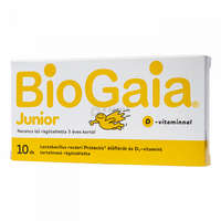 Biogaia BioGaia Junior + D-vitamin étrend-kiegészítő rágótabletta 10 db