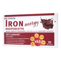 Dr. Theiss Dr. Theiss Iron Energy vassal, cinkkel és vitaminokkal csokoládé ízű rágótabletta 30 db