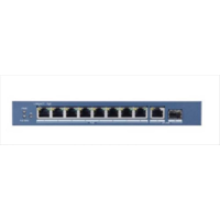 Hikvision 10 portos Gbit PoE switch (110 W); 8 PoE + 1 RJ45 + 1 SFP uplink port; nem menedzselhető