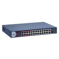 Hikvision 26 portos PoE switch (230 W); 24 PoE + 1 kombinált uplink port + 1 uplink port; menedzselhető