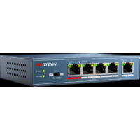 Hikvision 5 portos PoE switch (58 W); 4 PoE + 1 uplink port; nem menedzselhető