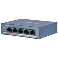 Hikvision 5 portos PoE switch (30 W); 4 PoE + 1 uplink port; nem menedzselhető