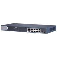 Hikvision 18 portos Gbit PoE switch (125 W); 16 PoE + 2 SFP uplink port; nem menedzselhető