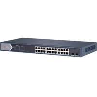 Hikvision 26 portos Gbit PoE switch (225 W); 24 PoE + 2 SFP uplink port; nem menedzselhető