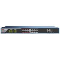 Hikvision 18 portos PoE switch (230 W); 16 PoE + 2 kombinált uplink port; smart menedzselhető