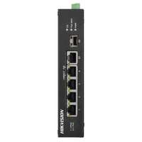 Hikvision 6 portos ipari PoE switch (60 W); 3 PoE+ / 1 HiPoe / 1 RJ45 + 1 SFP uplink port; nem menedzselhető