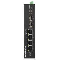 Hikvision 6 portos ipari Gbit PoE switch (60 W); 3 PoE+ / 1 HiPoe / 2 SFP uplink port; nem menedzselhető