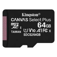Kingston 64GB micro SD kártya; microSDXC; Class 10 UHS-I; adapterrel