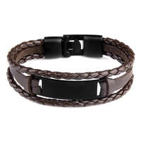 Karkötőshop.hu Gravírozható férfi bőr karkötő 4 részes - barna-felete