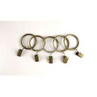 Fém függönykarika csipesszel 25 mm átmérőjű karnisrúdhoz - óarany 10 db/cs.