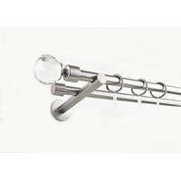 Las Vegas nikkel-matt színű 2 rudas fém karnis szett "kristály gömb végekkel, modern tartókkal