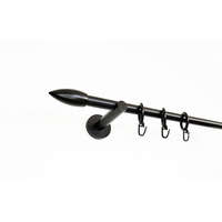 Mohács fekete 1 rudas fém karnis szett - modern tartóval - 320 cm