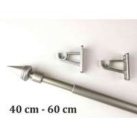 11 mm-es kihúzható fém Reno mini vitrázs rúd - NIKKEL-MATT kúp véggel 40 cm - 60 cm