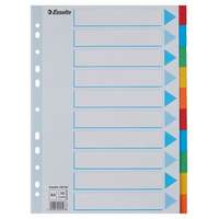 ESSELTE Regiszter, karton, A4, 10 részes, írható előlappal, ESSELTE "Standard", színes