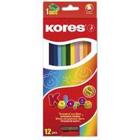 KORES Színes ceruza készlet, háromszögletű, KORES "Triangular", 12 különböző szín