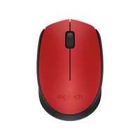 LOGITECH Egér, vezeték nélküli, optikai, közepes méret, USB, LOGITECH "M171", piros